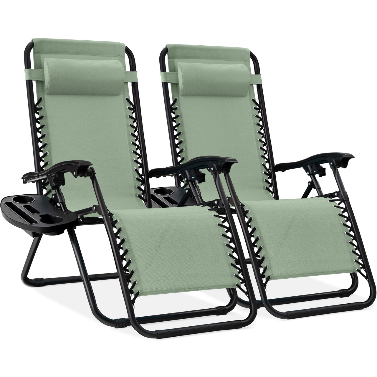 Best Choice Products Set of 2 Zero Gravity Lounge Chair Recliners for Patio, Pool w/ Cup Holder Tray